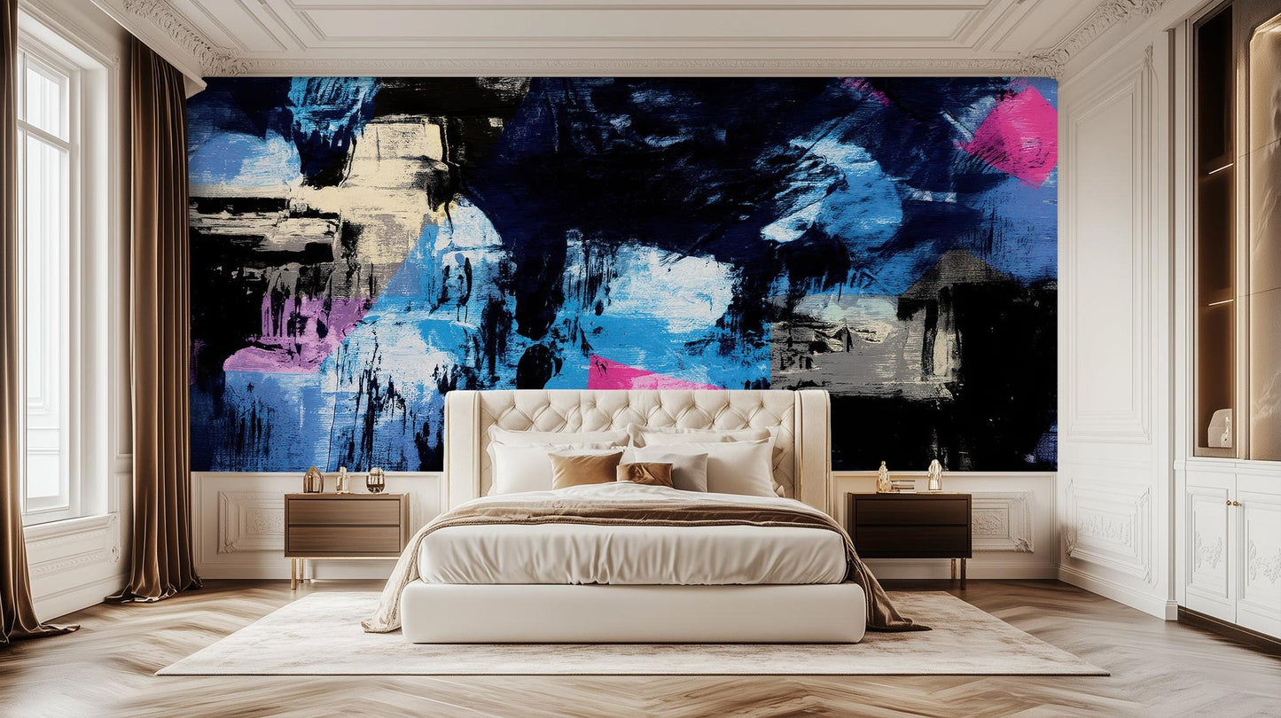 Abstract Blue wallpaper for Bedroom