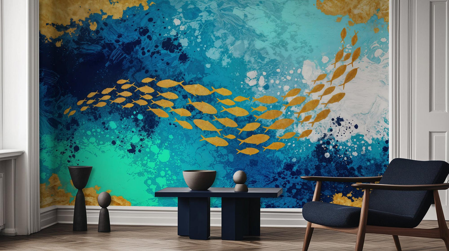 Abstract Blue wallpaper for Bedroom