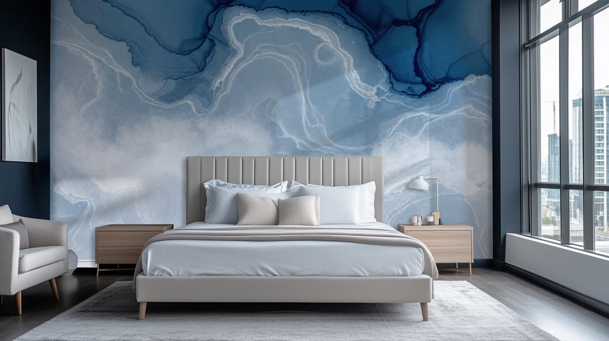 Abstract Blue wallpaper for Bedroom