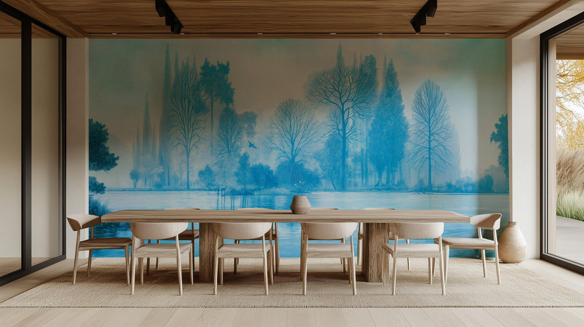 Abstract Blue wallpaper for Dining Room