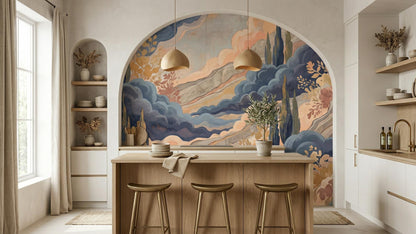 Abstract Blue wallpaper for Kitchen