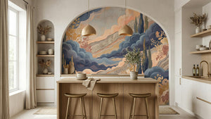 Abstract Blue wallpaper for Kitchen