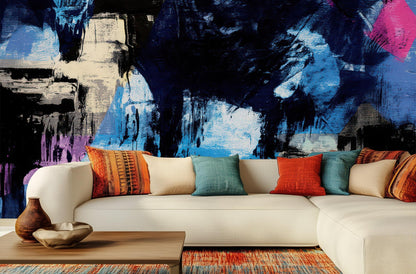 Abstract Blue wallpaper for Living Room