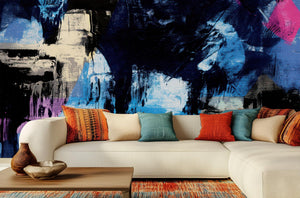 Abstract Blue wallpaper for Living Room