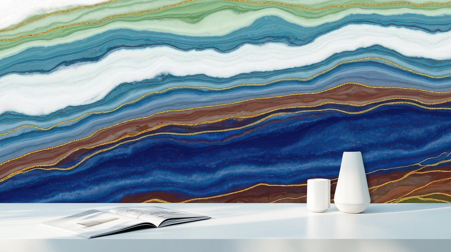 Abstract Blue wallpaper for Living Room