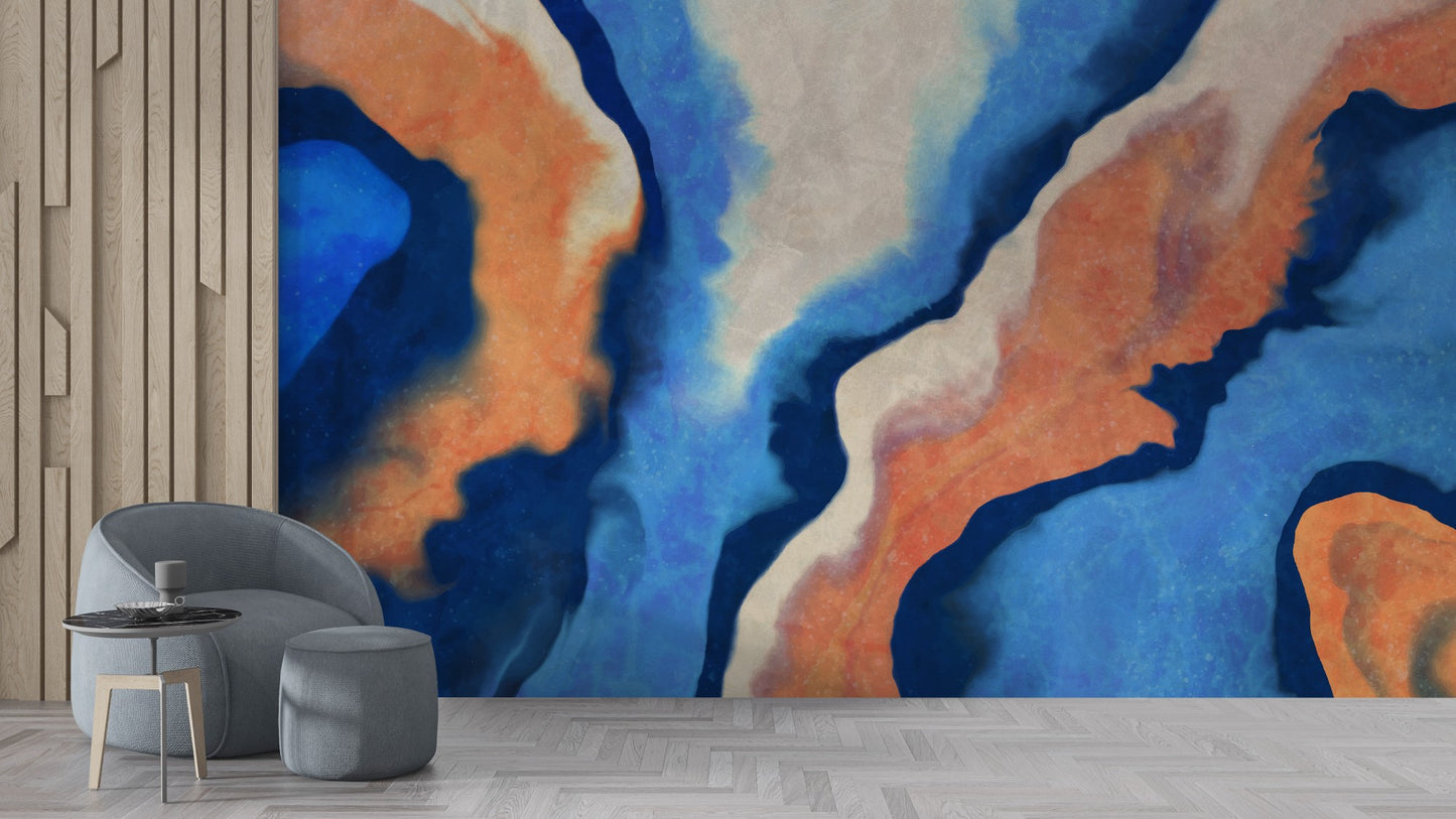 Abstract Blue wallpaper for Living Room