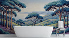 Banyo için Art Deco Mavi duvar kağıdı