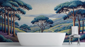 Art Deco Blue wallpaper for Bathroom