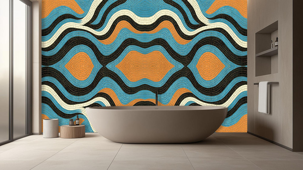Contemporary Blue wallpaper for Bathroom