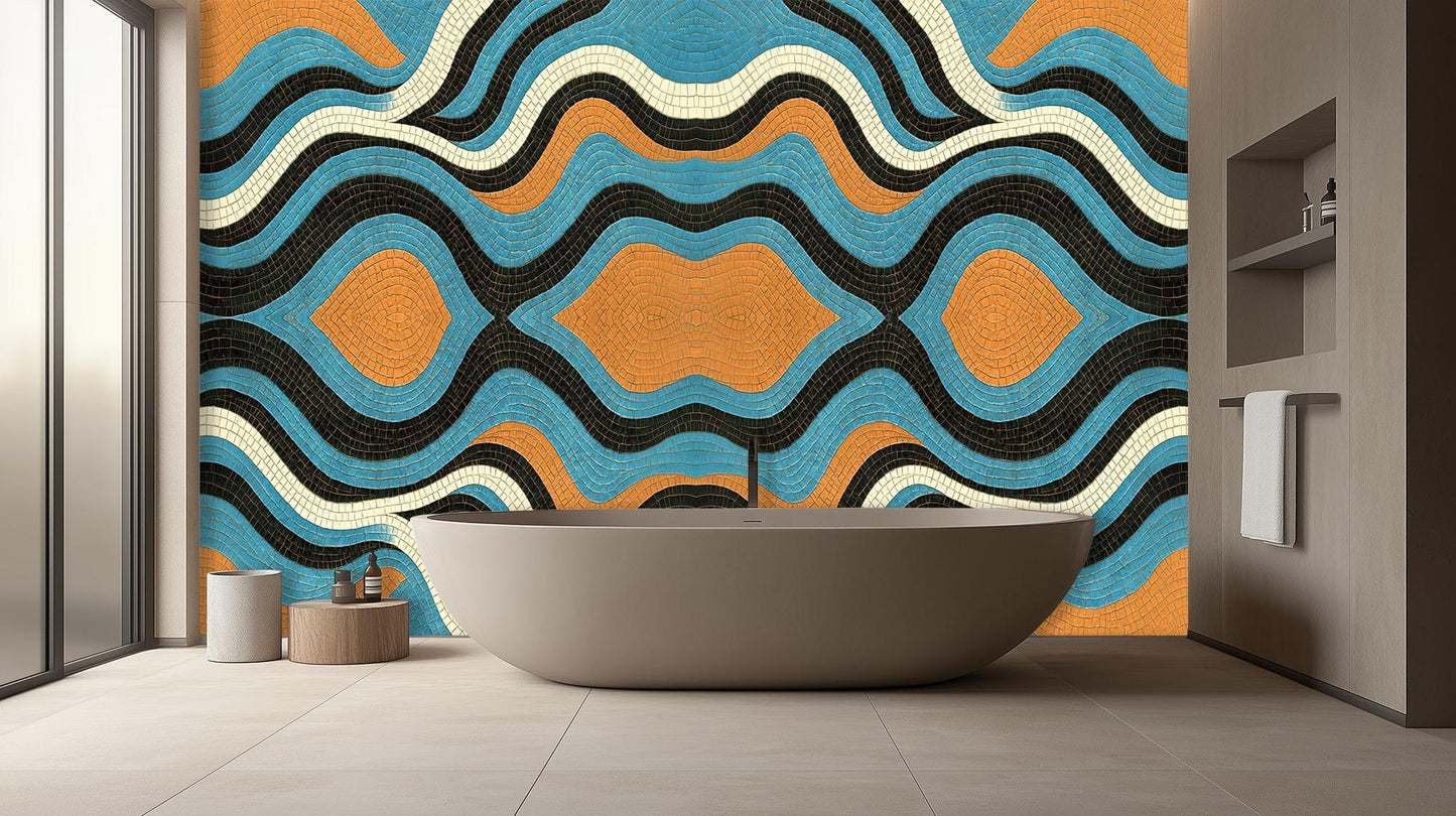Contemporary Blue wallpaper for Bathroom