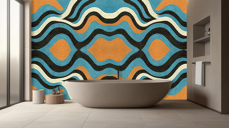 Banyo için Çağdaş Mavi duvar kağıdı