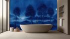 Contemporary Blue wallpaper for Bathroom