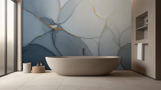 Contemporary Blue wallpaper for Bathroom