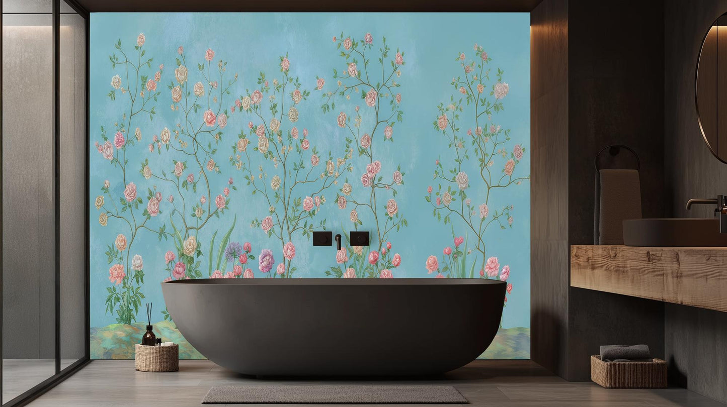 Contemporary Blue wallpaper for Bathroom