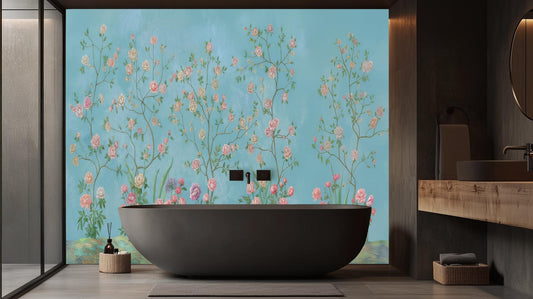 Contemporary Blue wallpaper for Bathroom