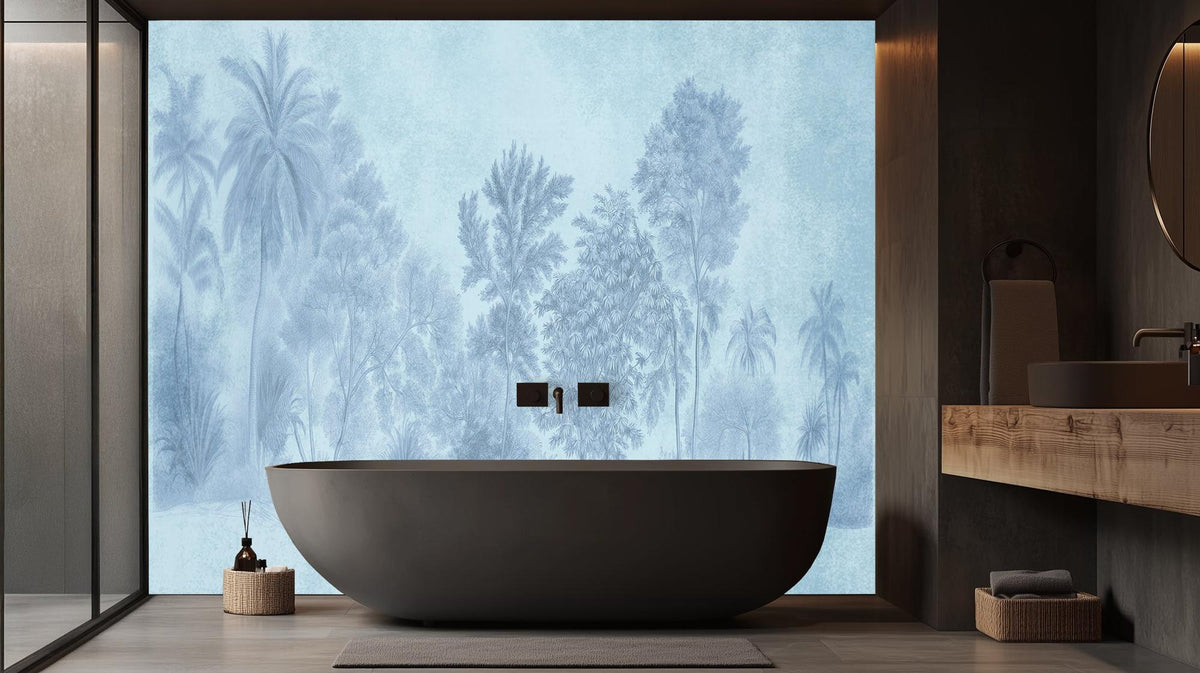 Contemporary Blue wallpaper for Bathroom