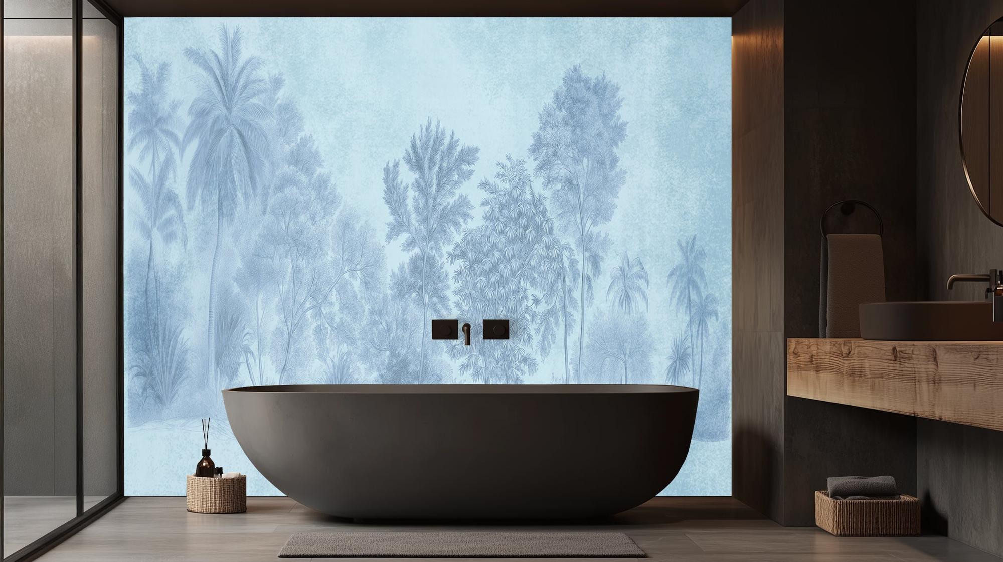 Banyo için Çağdaş Mavi duvar kağıdı