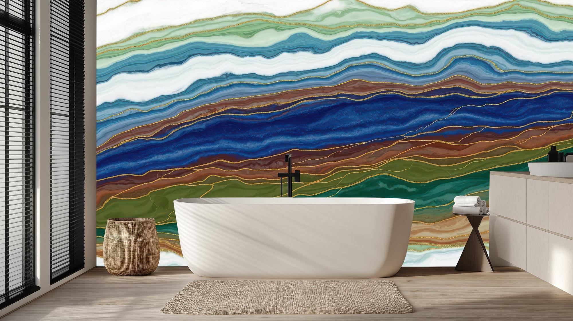 Contemporary Blue wallpaper for Bathroom