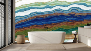 Contemporary Blue wallpaper for Bathroom
