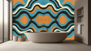 Contemporary Blue wallpaper for Bathroom