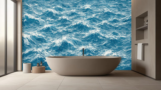 Contemporary Blue wallpaper for Bathroom
