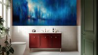 Serene Aqua Turquoise Abstract cool teal wallpaper mural for a bathroom wall