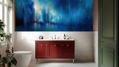 Contemporary Blue wallpaper for Bathroom