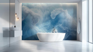 Contemporary Blue wallpaper for Bathroom