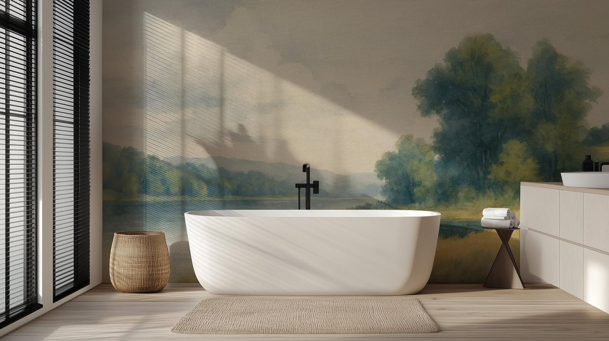 Contemporary Blue wallpaper for Bathroom