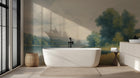 Contemporary Blue wallpaper for Bathroom