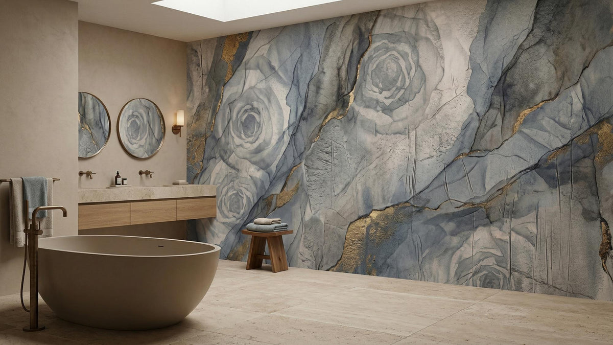 Contemporary Blue wallpaper for Bathroom