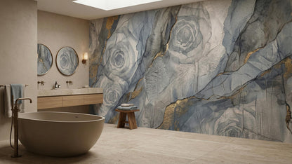 Contemporary Blue wallpaper for Bathroom
