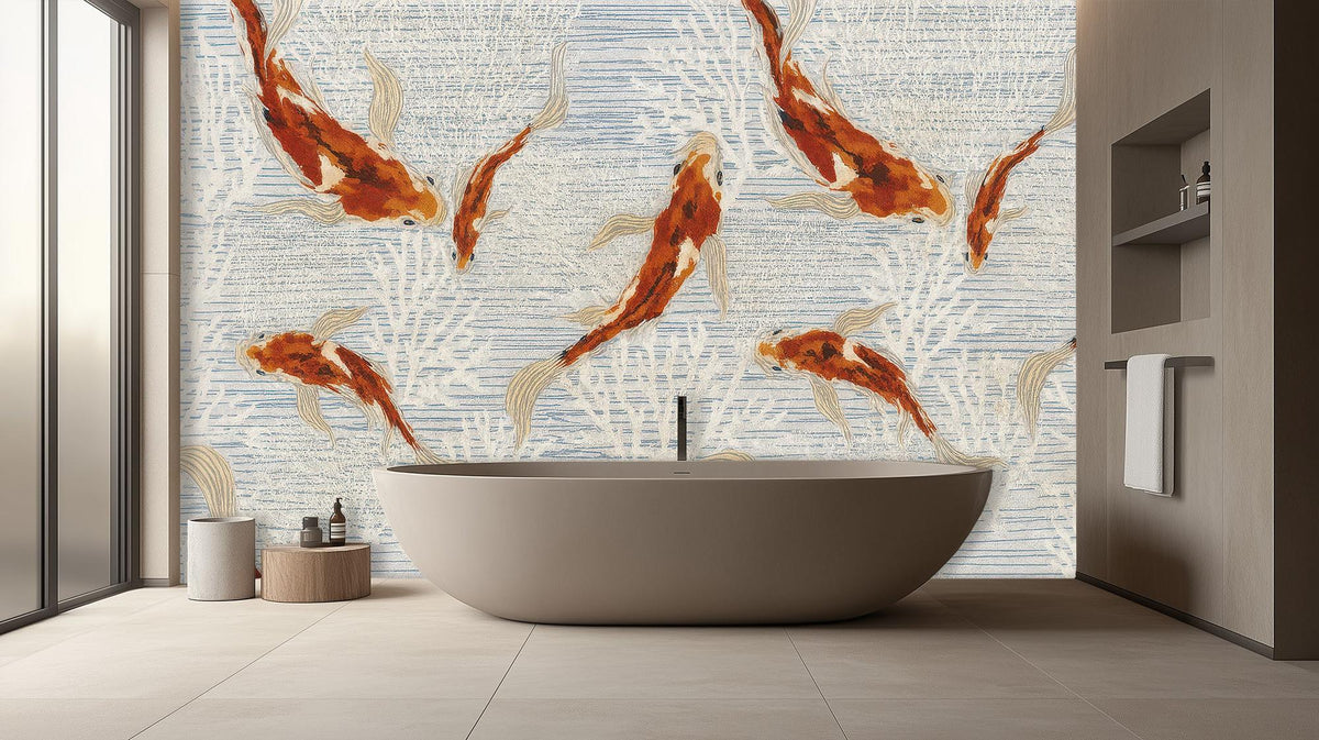 Contemporary Blue wallpaper for Bathroom