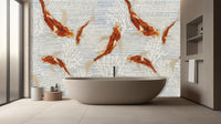 Contemporary Blue Watercolor wallpaper for Bathroom