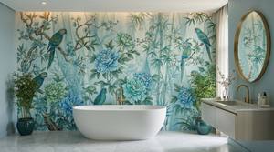 Contemporary Blue wallpaper for Bathroom