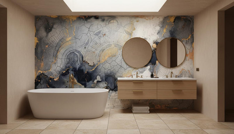 Contemporary Blue wallpaper for Bathroom