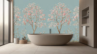 Contemporary Blue wallpaper for Bathroom