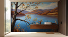 Contemporary Blue wallpaper for Bathroom