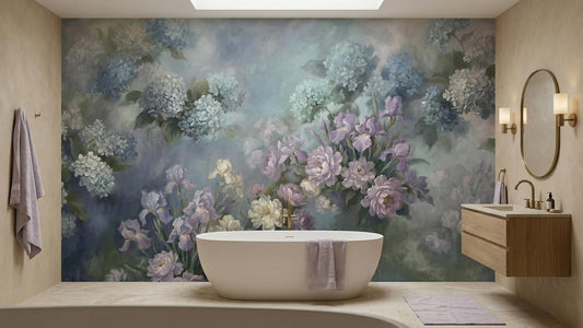 Contemporary Blue wallpaper for Bathroom