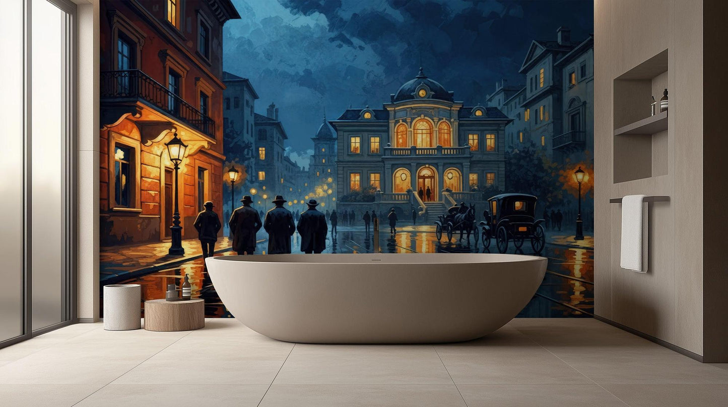 Contemporary Blue wallpaper for Bathroom