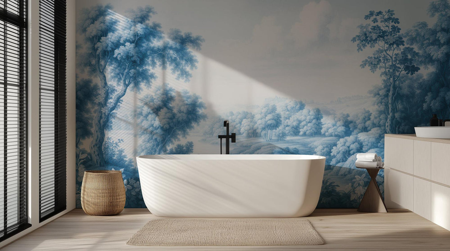 Contemporary Blue wallpaper for Bathroom