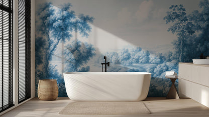 Contemporary Blue wallpaper for Bathroom