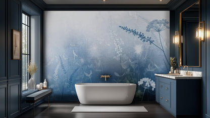 Contemporary Blue wallpaper for Bathroom