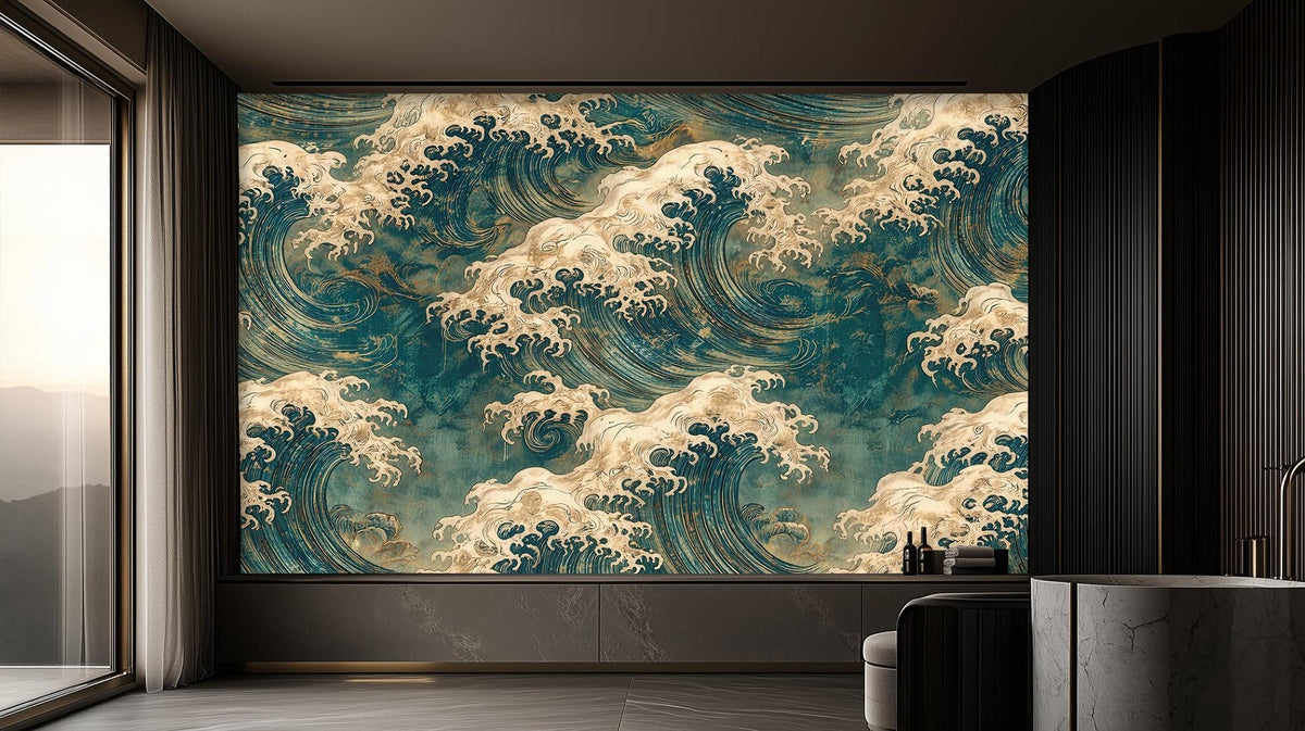 Contemporary Blue wallpaper for Bathroom
