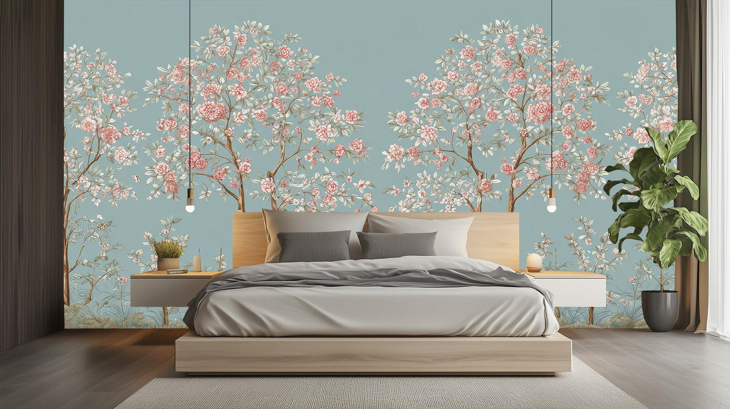 Contemporary Blue wallpaper for Bedroom