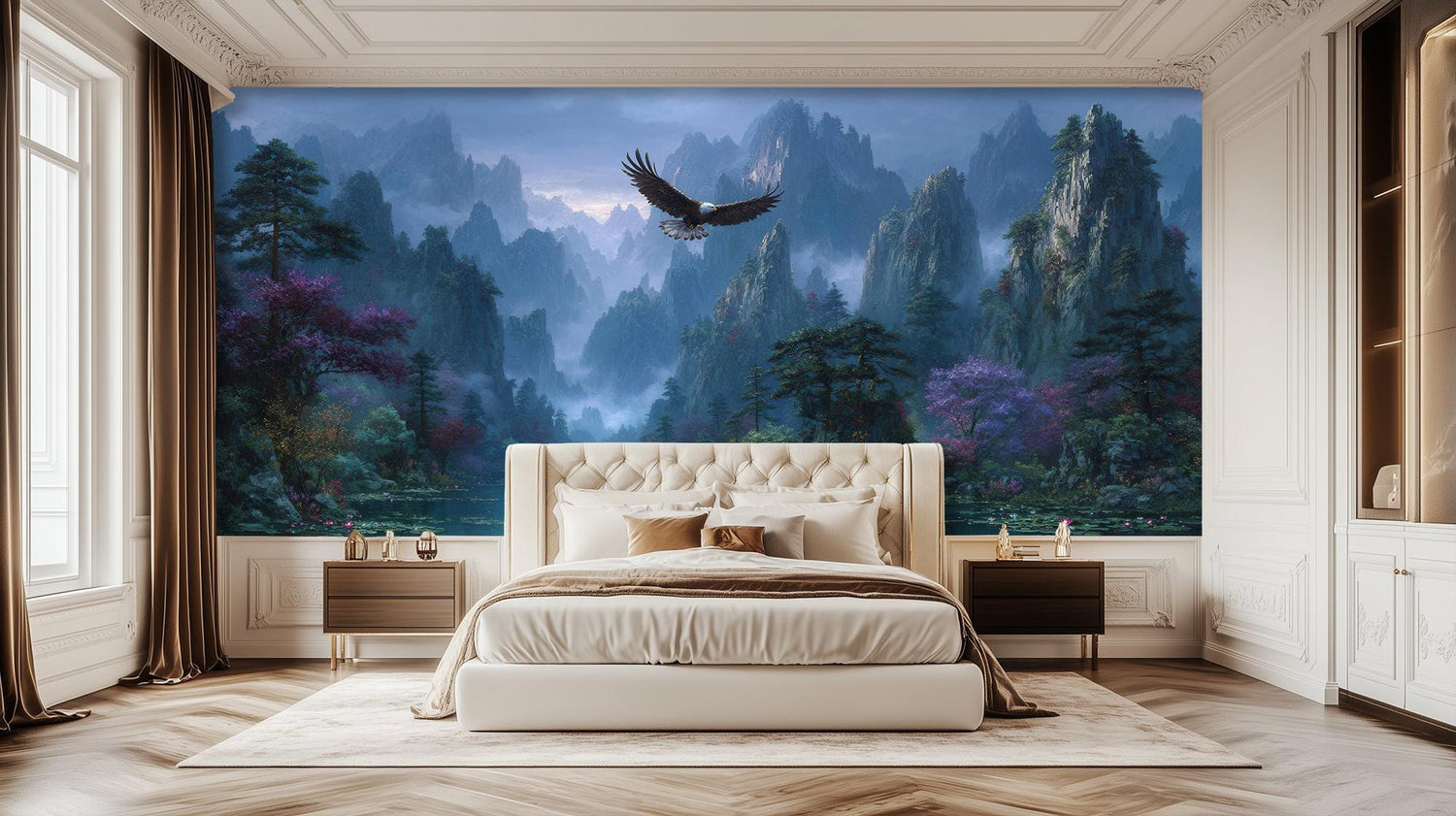 Contemporary Blue wallpaper for Bedroom