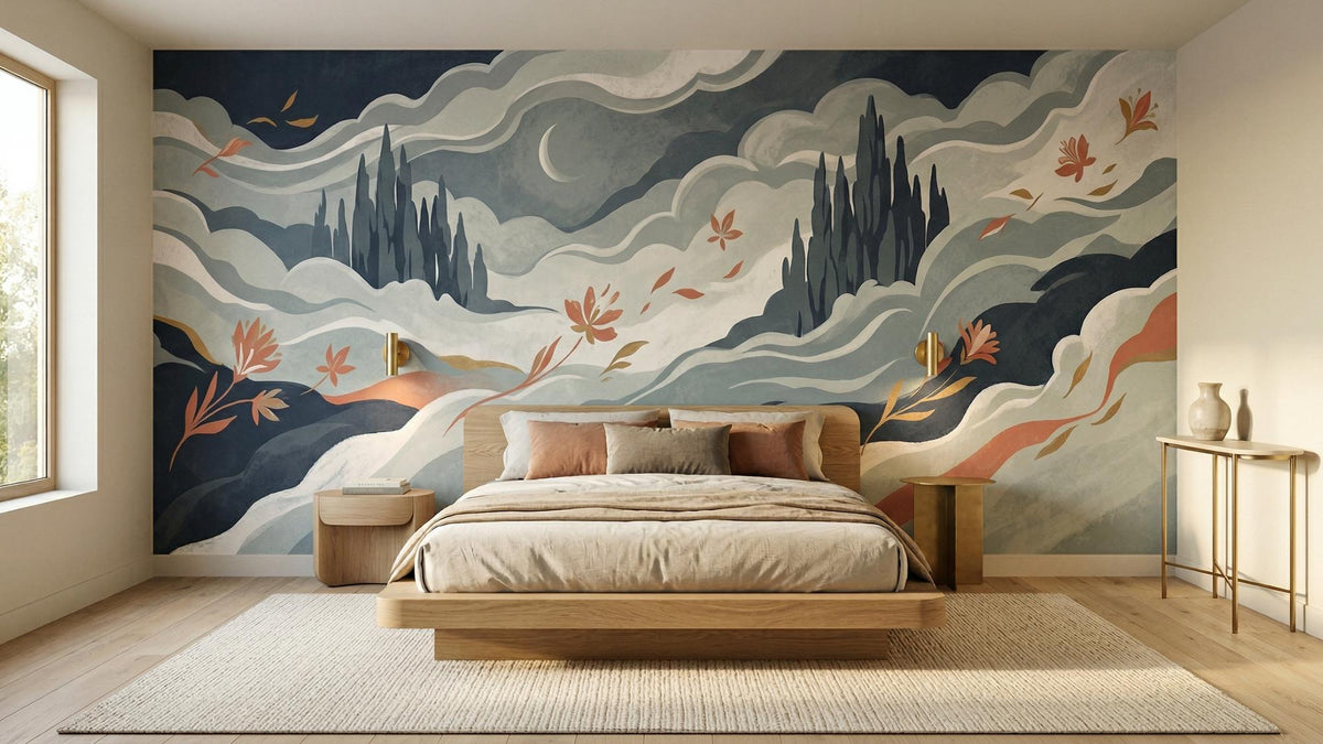 Contemporary Blue wallpaper for Bedroom