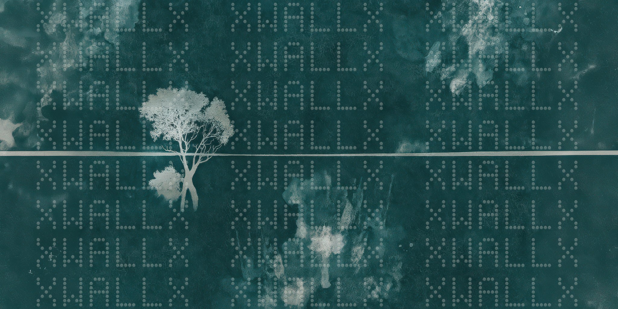 Silhouette Tree on Teal Wallpaper