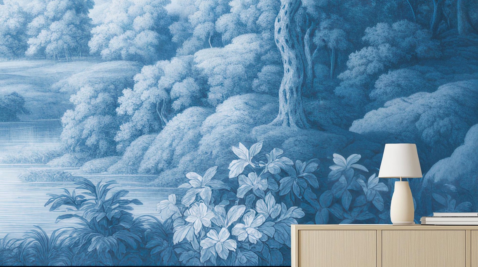 Contemporary Blue wallpaper for Bedroom