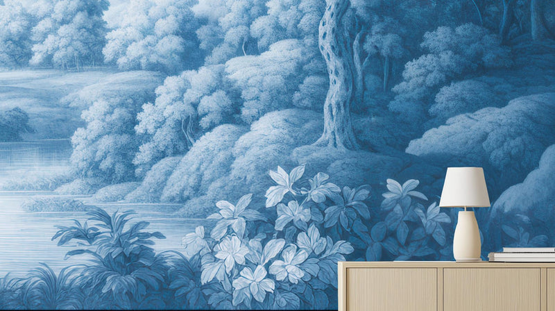 Contemporary Blue wallpaper for Bedroom